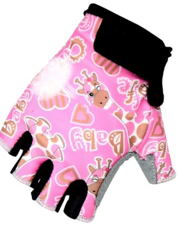 AMUSLESUR Halbfingerhandschuhe Radhandschuhe aus Nylon mit Anti Rutsch Funktion für Outdoor Sport und Fitness in Rosa für Junge Mädchen