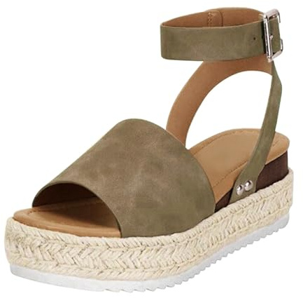 Sandales Femme Talon Compensé Chic - Sandale De Marche Femme Confortable Chaussures Bout Ouvert Nu Pieds Plateforme Sandalette Respirant Chaussure Décontractée Nu Pieds En Paille Sandalettes