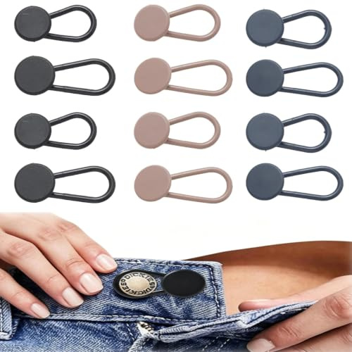 12 stycken byxknappsförlängning, justerbar knappförlängning för byxor | Utan att sy byxförlängning med byxband kvinnor män, robust material, perfekt för jeans, kjolar, skjorta