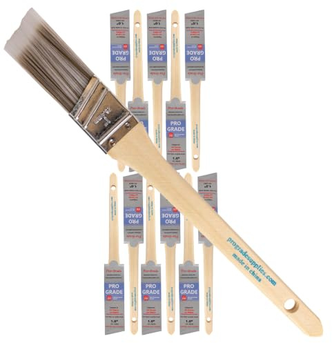 Pro Grade Paint Brushes, 1 Inch Angle Paint Brush, Walls & Trim, 12 Pack