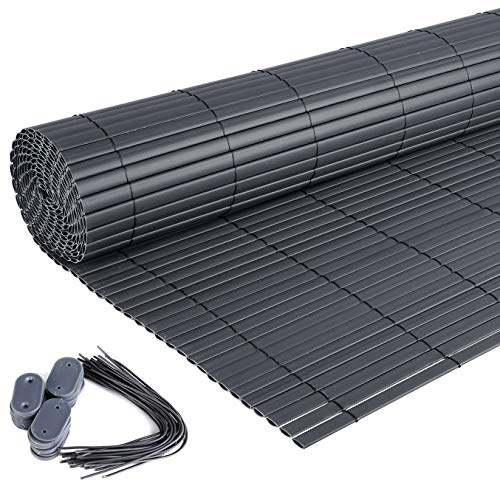 Laneetal Valla de Privacidad de PVC, Pantalla de Proteccción de Plástico contra Rayos UV, para Balcón, Terraza con Accesorios de Fijación Resistente a la Intemperie, Gris, 120 x 300 cm
