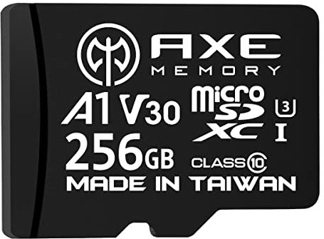 AXE MEMORY Scheda Micro SD 256 GB, Memoria MicroSDXC per Nintendo-Switch, GoPro, Drone, Smartphone, Tablet, 4K Ultra HD, A1 UHS-I U3 V30 C10, Lettura Fino a 95 MB/s, con Adattatore SD