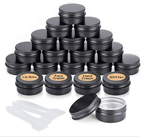 20 Stück Aluminium Leer Döschen Rund Reise Cremedose Tiegel für Creme Lotion Masken Kosmetik Nagelkunst（20ml） (schwarz)