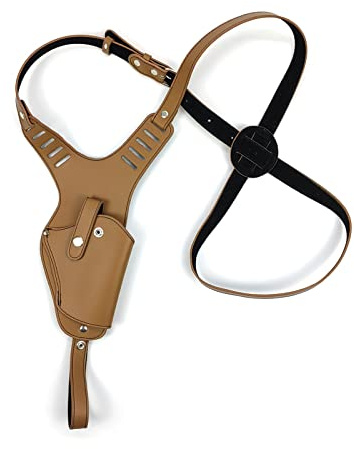 DONGKER Shoulder Pistol Holster,PU Right Hand Leather Gun Shoulder Holster Concealed Adjustable Gun Holder for 19 92 17 18 Halloween Cosplay(brown)
