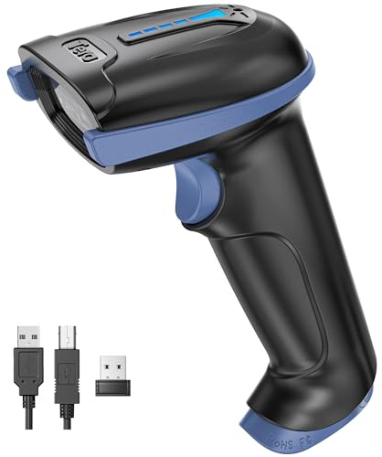 Tera 1D 2D QR Barcode Scanner Wireless and Wired with Battery Level Indicator Digital Printed Bar Code Reader Cordless Handheld Barcode Scanner Compact Plug and Play Model D5100