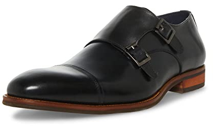 Steve Madden Teon Monk-Strap loafer för män, svart läder, 11,5 UK, Svart läder, 45 EU