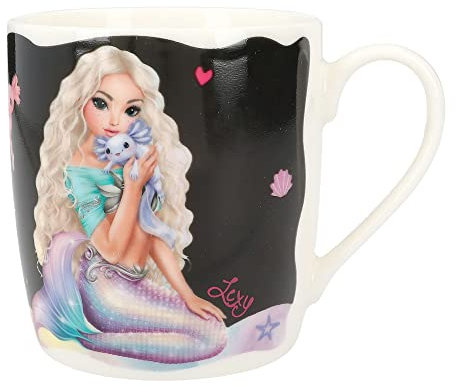 Depesche 12373 TOPModel Mermaid - Taza en blanco, con motivo de modelo, efecto térmico y diseño marino, taza con asa de porcelana, capacidad aprox. 320 ml