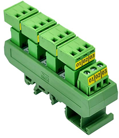 Slim DIN Rail Mount 10A/300V Pluggable Screw Terminal Block Distribution Module (5x3 Position)