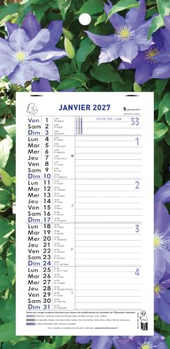 Exacompta - Calendrier mensuel Nature 13x23cm sur plaque - 2027