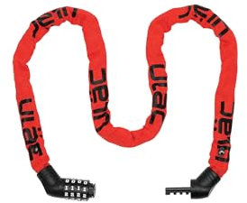 ULAC Street Fighter Neo Kettenschloss Combo, Rücksetzbares 4-stelliges Zahlenkombinationsschloss Diebstahlsicherung Fahrradschloss (Lava)