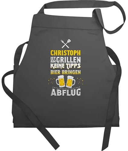 Schürze - Grillschürze Herren Männer - Name ist am grillen Keine Tipps Bier bringen Abflug I Witzig Grillen Geschenk - 60x87 - Anthrazit - personalisierte für grill schürzen grill-schürze