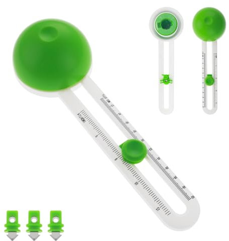 Amabro Coupe Papier Circulaire Rotatif Réglable Avec 3 Lames de Rechange, Cutter Rond Avec Remplaçables, Outil de Scrapbooking pour Loisirs Créatifs, Cartonné Fabrication de Cartes 100 À 320 Mm (Vert)