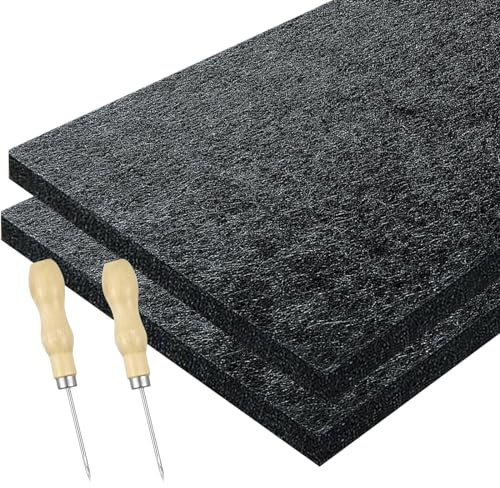 Almohadilla de fieltro de aguja de lana natural con 2 agujas de fieltro de 11.8 x 7.8 pulgadas, kit de fieltro de aguja para principiantes, profesionales, bricolaje, 2 piezas
