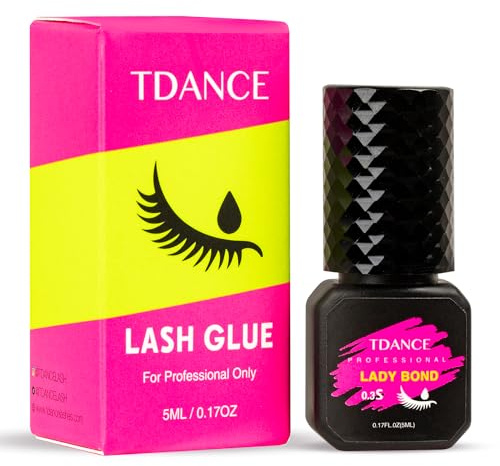 TDANCE Eyelash Extension Glue Lash Extension Adhesive/0.3 Sec Dry/Retention – 7 Weeks/Lash Extension Glue for Professional Lash Artist Use Only (0.17 fl. oz / 5ml)