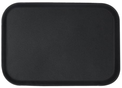 1x Schwarz 66cm x 45.5cm Rechteckiges Rutschfestes Serviertablett - Groß Plastik Küche Essen Tee Kaffee Abendessen Tisch Getränke Partyteller - Von Argon Tischware