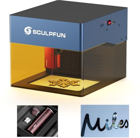 sculpfunDIY iCube ProMax 10 W lasergravyrmaskin för trä, akryl, metall, 0,06 mm laserfokus lasergravyr och skärmaskin, 10 000 mm/min gravyrhastighet