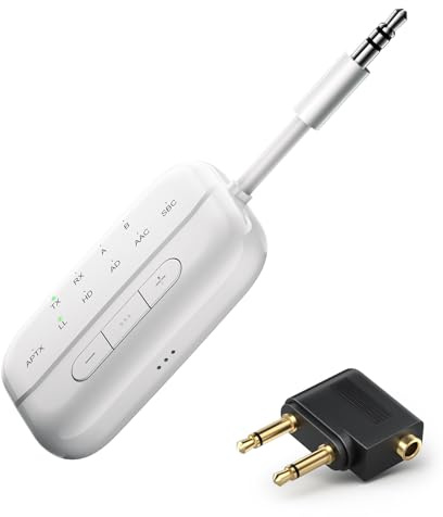 SONRU Transmetteur Récepteur Bluetooth 5,3 pour TV, 2 en 1 Émetteur et Récepteur Adaptateur, Dual Link Aptx Faible Latence, Audio RCA 3.5mm Jack pour TV/Smartphone vers Casque Bluetooth/Enceinte/Avion