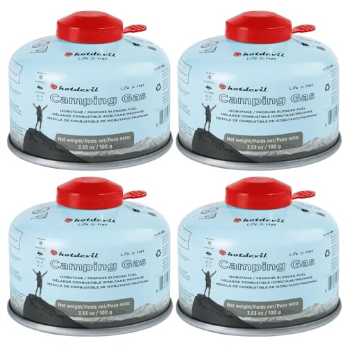 KOMAN Isobutane Fuel Canister 100 Gram Camping Stove Fuel Butane Propane Blend Camping Fuel Gas Canister Butane Fuel Canister Backpacking Stove Fuel (4 Pack)