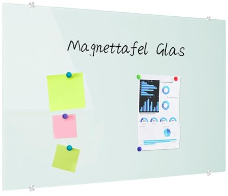 XIWODE Magnettafel Glas 80x110 Weiß - Hochwertiges Rahmenloses Whiteboard, Abwischbare Glas-Pinnwand Große mit Zubehör (4 Marker, 2 Magnete, Schwamm) für Büro & Zuhause