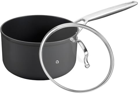 MSMK Pentolina da Salsa 3.5 Qt (20 cm) con Coperchio - Antiaderente Senza PFOA, Compatibile con Induzione, Resistente ai Graffi, Per Cucina Professionale e Domestica