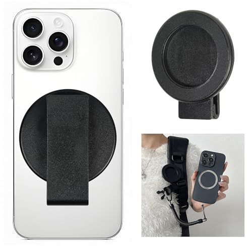 DMaos Ultrastark magnetisk telefonklämhållare med stöldskydd telefonkedja, avtagbar hölsterbältesklämma för utomhus handsfree, universell för iPhone Samsung Google