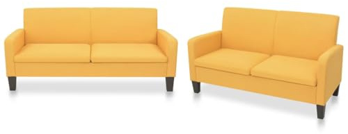 Emmtore Conjunto de Sofás de 2 Piezas Juego de Sillones para Salón Sala de Estar Asientos de Hogar Casa Tapizado de Tela Amarillo
