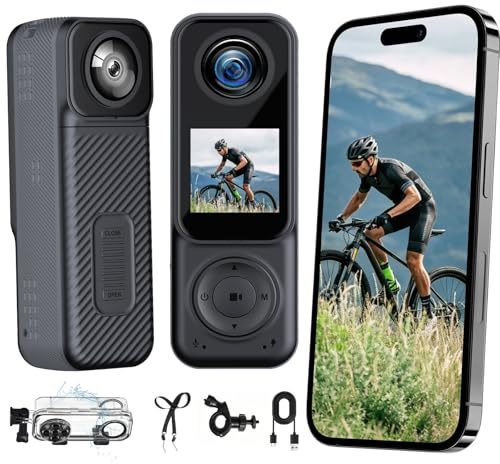 HJZJGG 2K Body Camera Dual-Lens POV Action Cam, WiFi Body Cam, Waterproof Wearable Camera, Hands-Free Recording Camera for Sports Travel Biking Motorcycle Vlogging