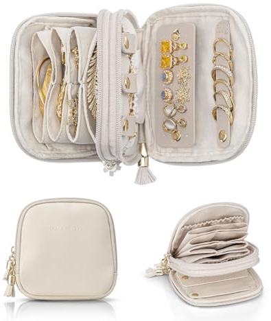 VLANDO Travel Jewellery Box, 2-Tier Small Jewellery Pouch, Travel Essential