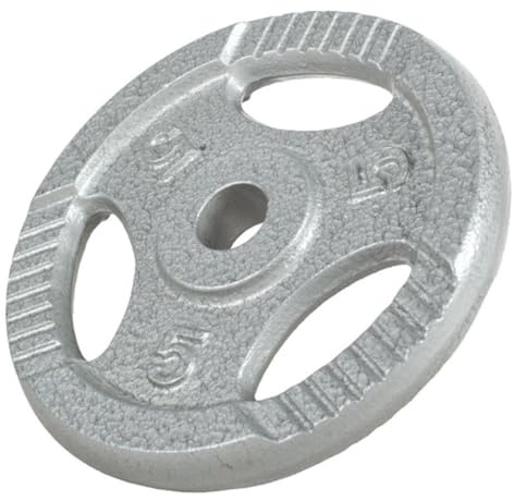 GORILLA SPORTS® Viktskivor - Enkel/Set, 0,5 kg, 1,25 kg, 2 kg, 2,5 kg, 5 kg, 10 kg, 15 kg, 20 kg, 27,5 kg, 30 kg vikter, Tri-Grip, 30 mm, Gjutjärn, Silver/Svart - Viktskivor, hantlar set