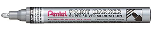 Pentel MMP10 Paint Marker Pen, 4.5mm Tip Medium Bullet Point, Metallic Silver ink (One Pen)