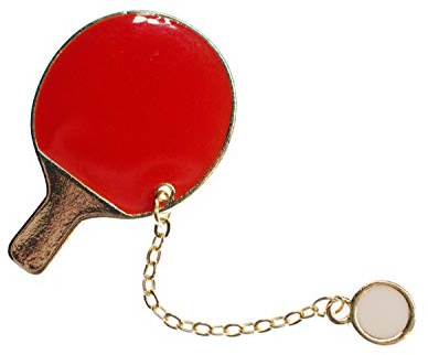 Bordtennisracket emaljerad brosch miniblings metall boll spel, 34mm, Metall, inte känd