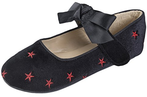 Lora Dora Girls Velvet Mary Jane Glitter Shoes Black Red Stars UK Child 9