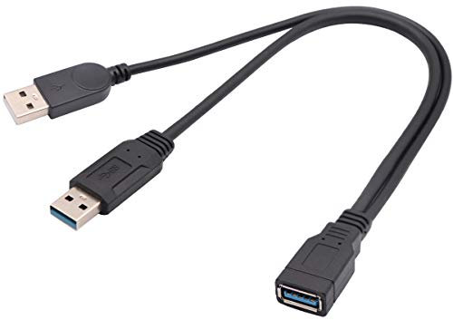 AAOTOKK USB 3.0 Weiblich zu Dual USB 3.0 Männlich Stecker + USB 2.0 Männlich Aufladen und Datenübertragung Y Splitter Kabel (30cm/12 Zoll-F/Dual M)