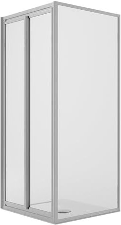 Idralite Cabine de Douche Angulaire 75x80CM H185 Verre Transparent Fixe+Saloon 2 Portes Pivotantes 80 Mod. C