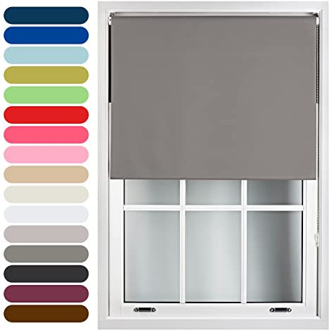 FURNISHED Roller Blinds Thermal Blackout Roller Blind - Trimmable Insulated UV Protection Child Safe Easy Fit Home Office Window Blinds, Dark Grey, 110W x 165H cm