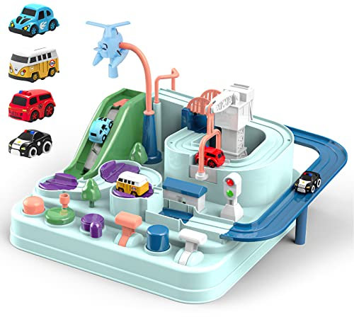 Jouets d'aventure en Voiture, Piste Aventure de Voiture Jouet, Jouet éducatif et Interactif, Jeux d'Educatifs Montessori pour Garçon Fille 3 4 5 6 Ans, Cadeau de Noël pour Les Enfants