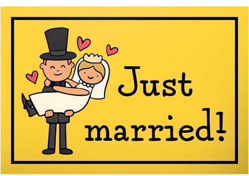 DankeDir! Just Married - Schild 30 x 20 cm - Hochzeitsdeko JGA Fotobox Partydeko - Hochzeitsgeschenk Deko Idee Hochzeitskarte Hochzeit Brautpaar Geschenk Ehepaar