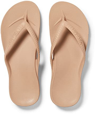 ARCHIES Arch Support Flip Flops for Men & Women – Orthotic Sandals for Plantar Fasciitis Relief – Lightweight, Cushioning, Shock-Absorbing Sandals for Walking, Foot Pain - Tan (UK 7)