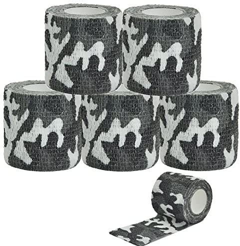 5 Rollos Vendaje de Camuflaje Autoadhesivo 5cm X 4.5m Cinta Envoltura Camuflaje, Cinta Camuflaje Adhesiva, Autoadhesiva Cintas de Camuflaje Adecuada para Acampar Al Aire Libre, FotografíA, Caza