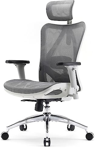 SIHOO M57 Ergonomisk kontorsstol;Helt luftgenomsläpplig design,nätskrivbordsstol med justerbart ländryggsstöd, 3D-armstöd som andas hög rygg datorstol (ljusgrå) | Ländryggsstöd och justerbart nackstöd, bekväm datorstol, kontorsstol rymmer 150 kg, hemmakontor - ljusgrå