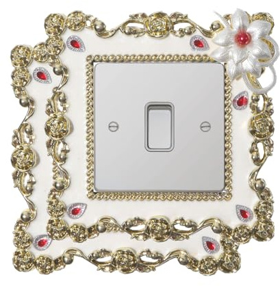 Paquete de 2 interruptores de luz con diamantes de imitación, envolventes de enchufe de luz, calcomanías para interruptor de luz para decoración del hogar, flor