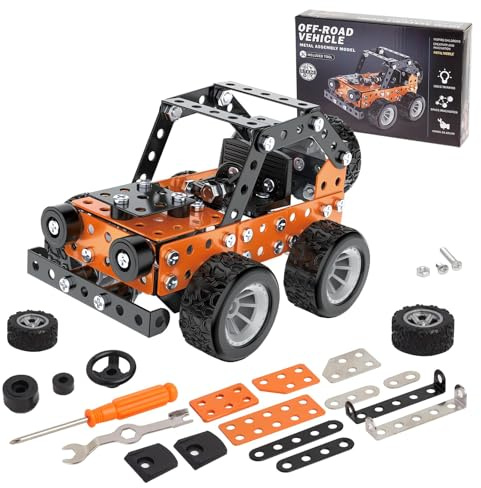 Jixin Xyzhi Set di costruzione in metallo Modello auto kit STEM Progetti Erector Set Giocattoli per età 8 fino ad adulti Buoni regali per fan del modello (arancione)..