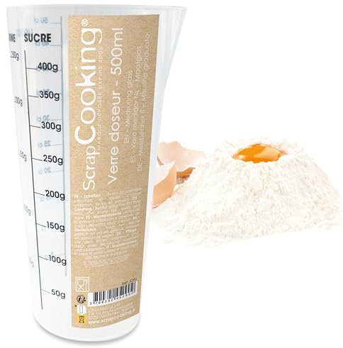 ScrapCooking - Verre Doseur 500 ml - Verre Mesureur Gradué Pâtisserie - En Plastique - Pichet Gobelet Doseur Transparent - 5290