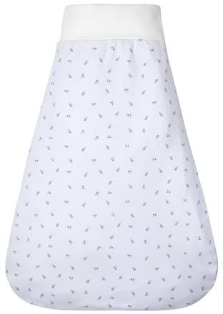 Lictin Baby Schlupfsack 0.5 TOG Mit Elastischem Bund, Schlafsack Aus Baumwolle, Strampelsack Sommer 6-12 Monate, Sommerschlafsack Weiße Pflanze