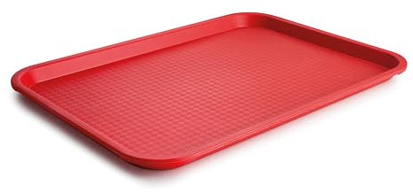 Lacor - 66990 - Fast-Food-Tablett, Serviertablett, Polypropylen, BPA-frei, stapelbar, widerstandsfähig, rutschfeste Oberfläche, spülmaschinenfest, rote Farbe, 35x27cm