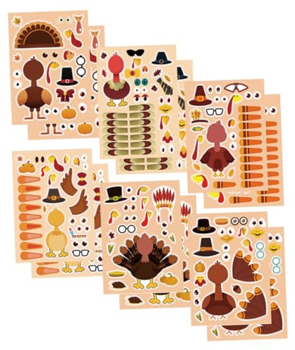 KOMBIUDA 24blätter Truthahn Puzzle Aufkleber Für Thanksgiving Bunte Fensterdekoration Für Festliche Fotos Und Kreative Bastelprojekte Für Familie Und Freunde