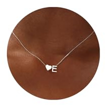 TINGN Collana a forma di cuore in argento con lettere per donne e ragazze – placcato oro 14 carati lettera A-Z ciondolo a forma di cuore personalizzato con lettere a forma di cuore catena gioielli