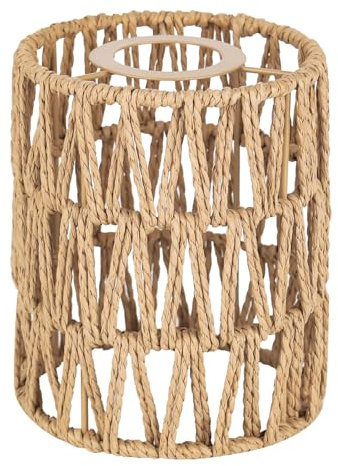 Lampenschirm Rattan, Boho H 15cm, Lampenschirm Hängelampe Vintage, für Tischlampe Hängeleuchten Deckenlampe