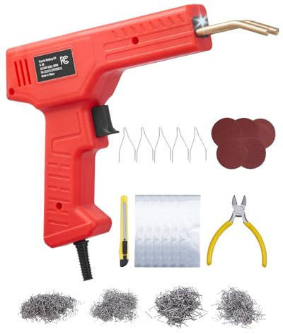 VEVOR Soldador de Plástico, Pistola de Soldadura de Plástico de 100 W con 800 Grapas Calientes, para Automóviles con Luz LED para Kayak, Juguetes, Reparación de Grietas de Plástico, 230 x 160 x 43 mm