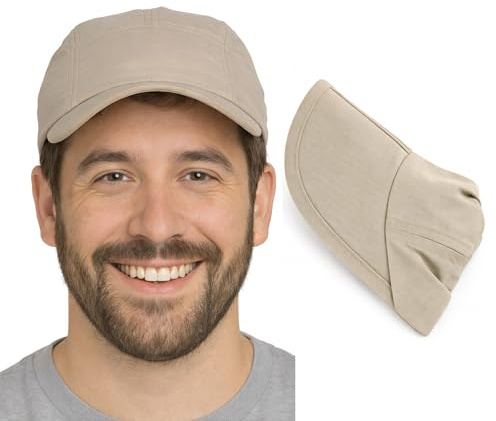 Outdoor World Unisex Folding Peak Baseball Cap – Lightweight Breathable Sun Hat – One Size Adjustable Fit – Durable Packable Cap for Hiking, Walking, Running, Sports & Everyday Outdoor Use (Beige)